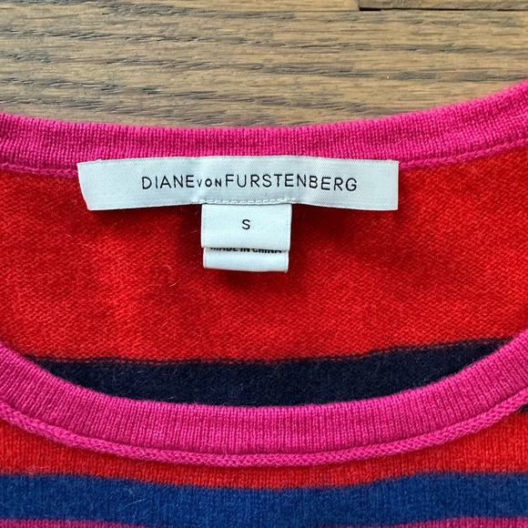 Diane Von Furstenberg 100% Cashmere- Colorful Striped Sweater - Picture 2 of 6